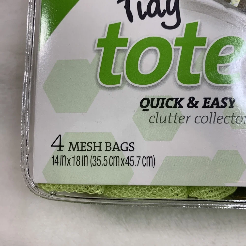 Tidy Totes Car Quick Clutter Collectors 4 Green Mesh Bags 18x14 Drawstring Reuse